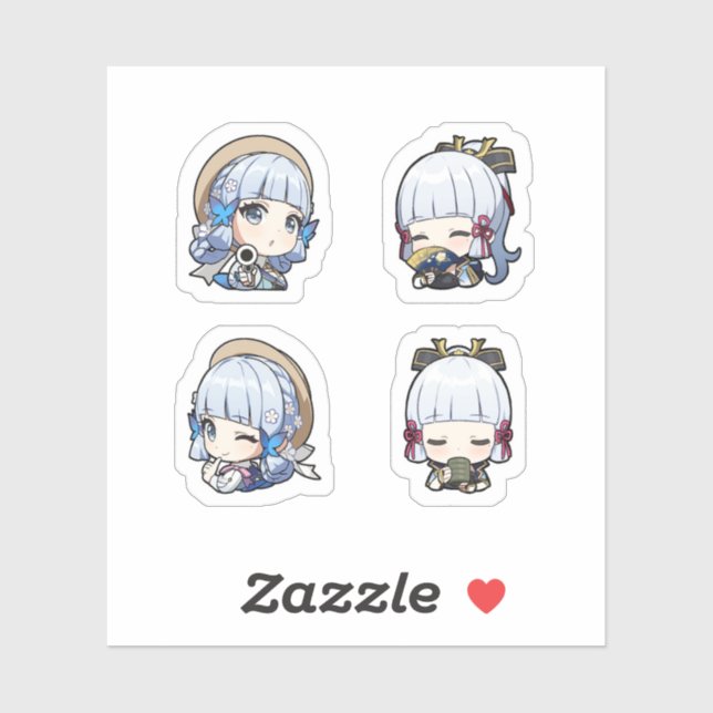 Kamisato Ayaka Genshin Impact 4 Pack Sticker Sheet (Sheet)
