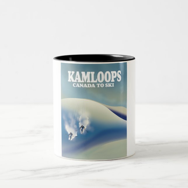 Kamloops Canada to Ski Two-Tone Coffee Mug (Center)
