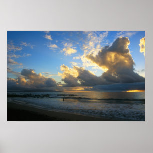 Kamole Beach Thunderstorm Sunset Poster