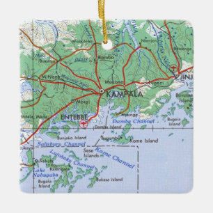 Kampala Uganda Vintage Map Ceramic Ornament