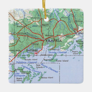 Kampala Uganda Vintage Map Ceramic Ornament