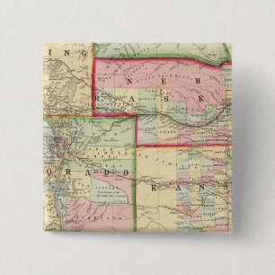Kan, Neb, Colo Map by Mitchell 2 Inch Square Button