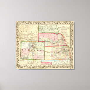 Kan, Neb, Colo Map by Mitchell Canvas Print