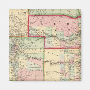 Kan, Neb, Colo Map by Mitchell Magnet