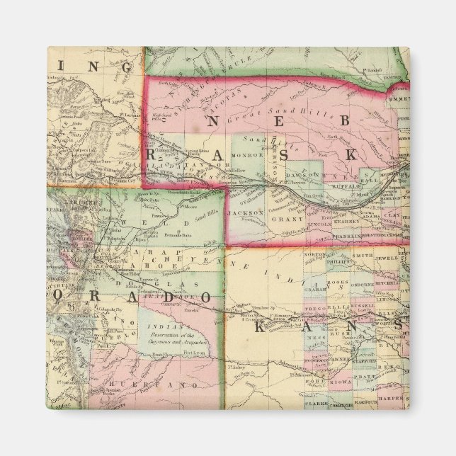Kan, Neb, Colo Map by Mitchell Magnet (Front)