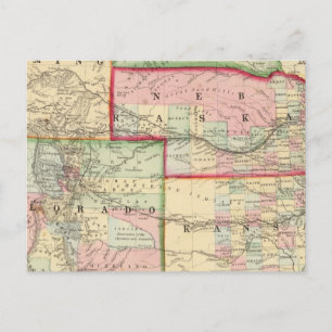 Kan, Neb, Colo Map by Mitchell Postcard