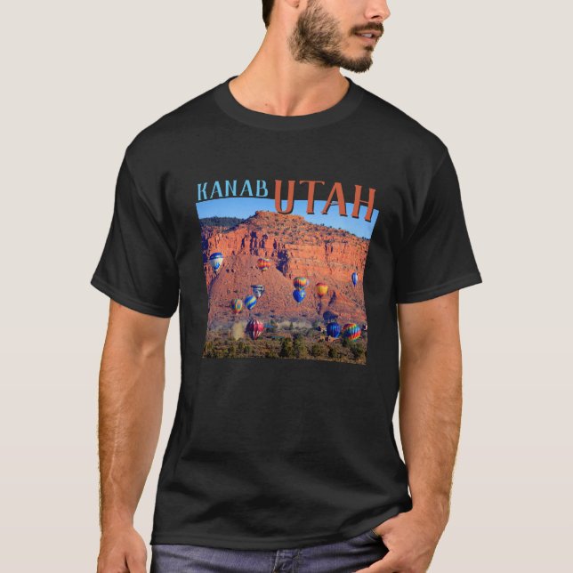 Kanab Utah Hot Air Balloons Black T-Shirt (Front)