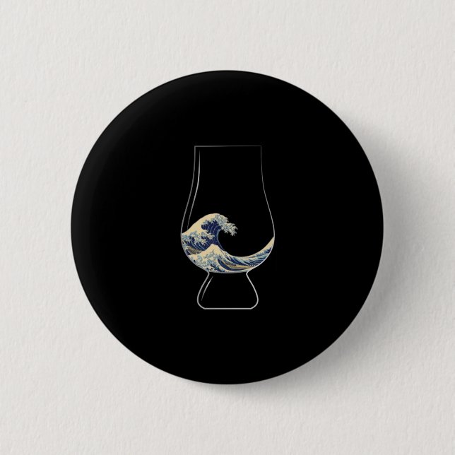 Kanagawa Glencairn Glass 2 Inch Round Button (Front)