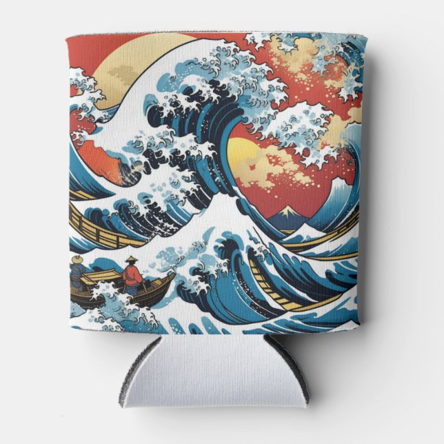 Kanagawa Japanese The great wave Can Cooler (Front)