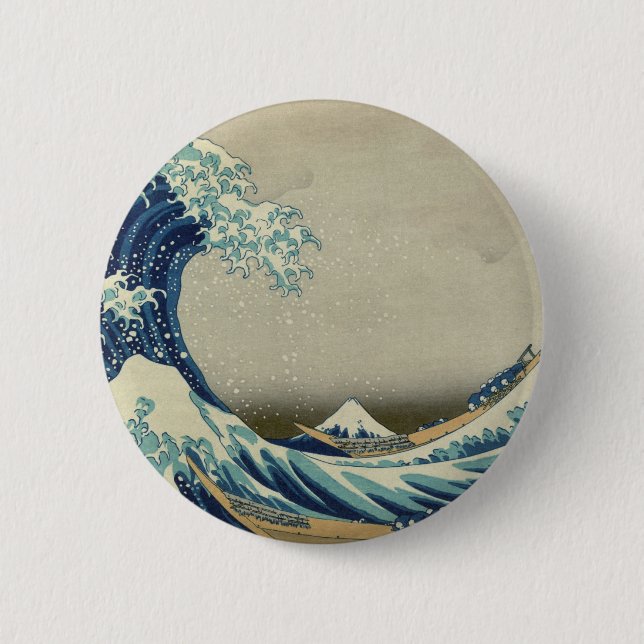 Kanagawa Wave by Katsushika Hokusai 2 Inch Round Button (Front)