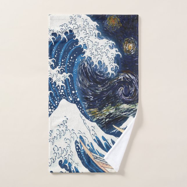 Kanagawa Waves, Japanese Art Pattern Hand Towel (Hand Towel)