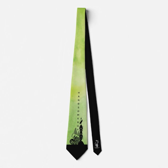 Kanak arrowhead neckline. pistachio green tie (Front)