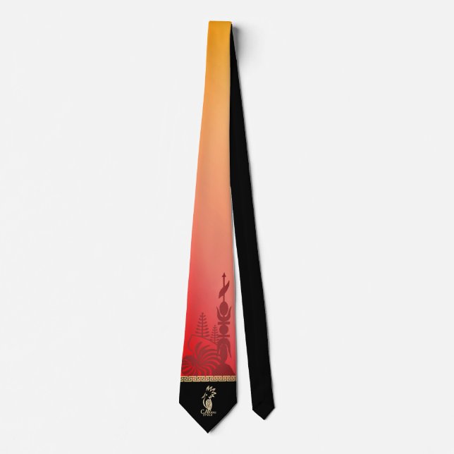 Kanak arrowhead necktie. blood orange. tie (Front)