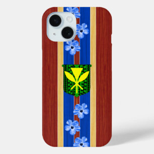 Kanaka Maoli Fake Wood Surfboard iPhone 15 Case