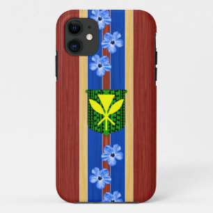 Kanaka Maoli Fake Wood Surfboard iPhone 11 Case