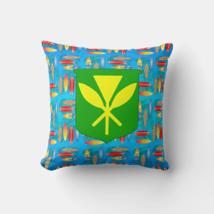 Kanaka Maoli Surfboards Throw Pillow