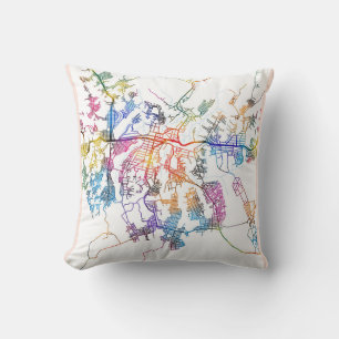 Kananga Democratic Republic of the Congo City Map Throw Pillow