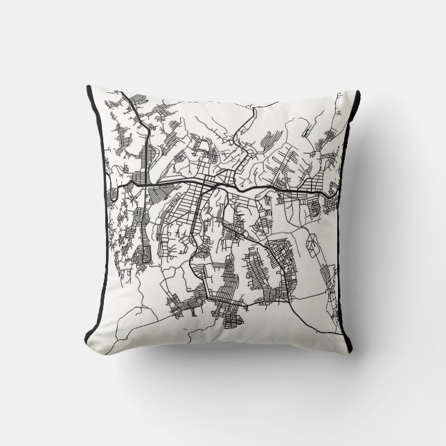 Kananga Democratic Republic of the Congo City Map Throw Pillow (Front)