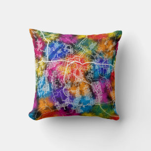 Kananga Democratic Republic of the Congo City Map Throw Pillow
