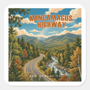 Kancamagus Highway New Hampshire Rainbow Square Sticker