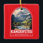 Kandersteg Switzerland Travel Art Emblem Ceramic Ornament<br><div class="desc">Kandersteg retro vector travel design. Kandersteg is a high-altitude resort village in the Bernese Oberland region of Switzerland. Trails,  like the challenging Allmenalp,  and a cable car head east to Lake Oeschinen.</div>