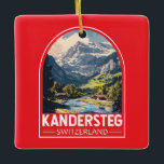 Kandersteg Switzerland Travel Art Emblem Ceramic Ornament<br><div class="desc">Kandersteg retro vector travel design. Kandersteg is a high-altitude resort village in the Bernese Oberland region of Switzerland. Trails,  like the challenging Allmenalp,  and a cable car head east to Lake Oeschinen.</div>