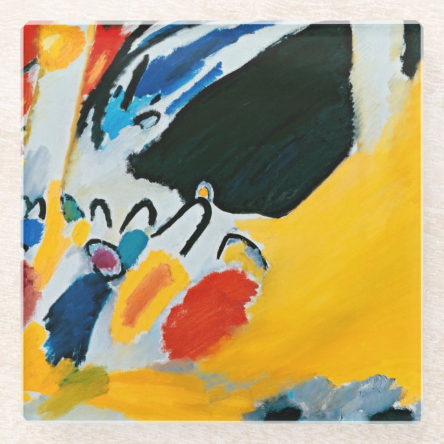 Kandinski Impression III Concert Abstract Painting Glass Coaster (Front)