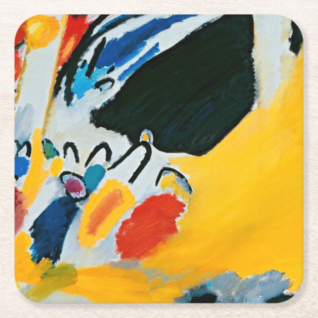 Kandinski Impression III Concert Abstract Painting Square Paper Coaster (Front)