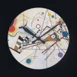 Kandinsky 1923/composition viii/pixdezines round clock<br><div class="desc">Wassily Wassilyevich Kandinsky Composition VIII 1923.  (Russian born 1866-1944).  Digitally enhanced by PixDezines.
 
com.   All rights reserved.</div>