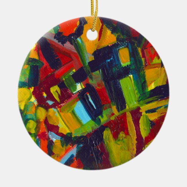 Kandinsky 304 Colourful Abstract Artwork Ceramic Ornament (Front)