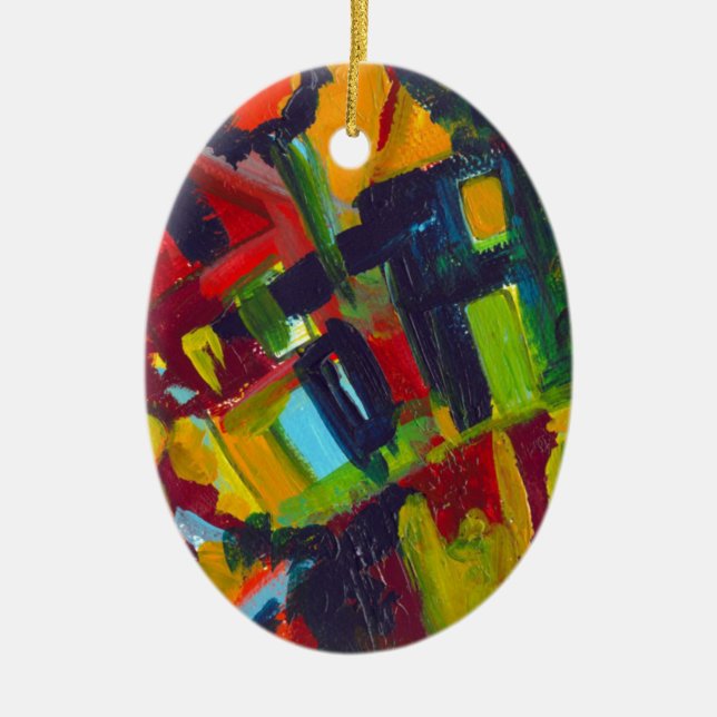 Kandinsky 304 Colourful Abstract Artwork Ceramic Ornament (Front)