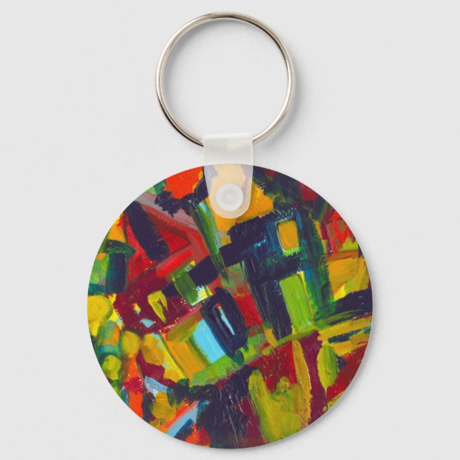 Kandinsky 304 Colourful Abstract Artwork Keychain (Front)