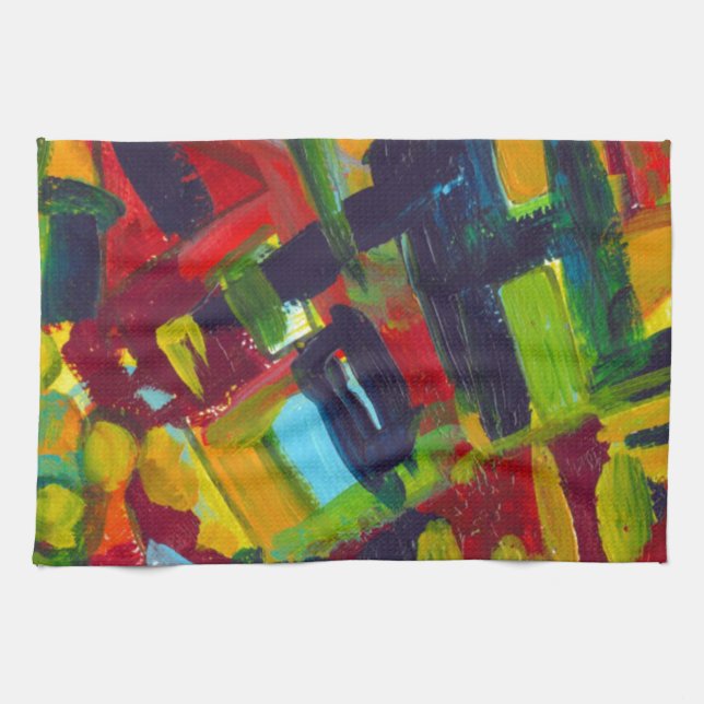 Kandinsky 304 Colourful Abstract Artwork Kitchen Towel (Horizontal)