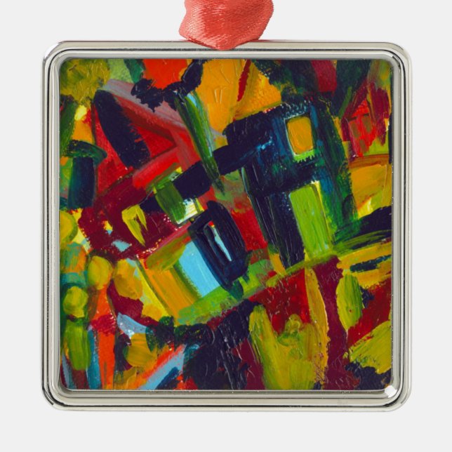 Kandinsky 304 Colourful Abstract Artwork Metal Ornament (Front)