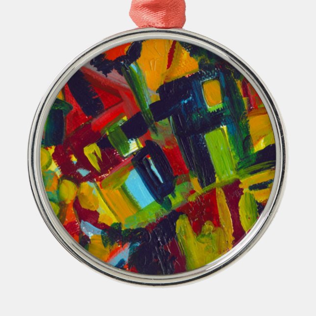 Kandinsky 304 Colourful Abstract Artwork Metal Ornament (Front)