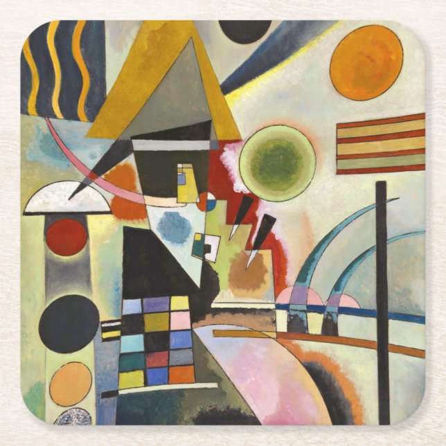 Kandinsky Abstract Artwork Square Paper Coaster (Front)
