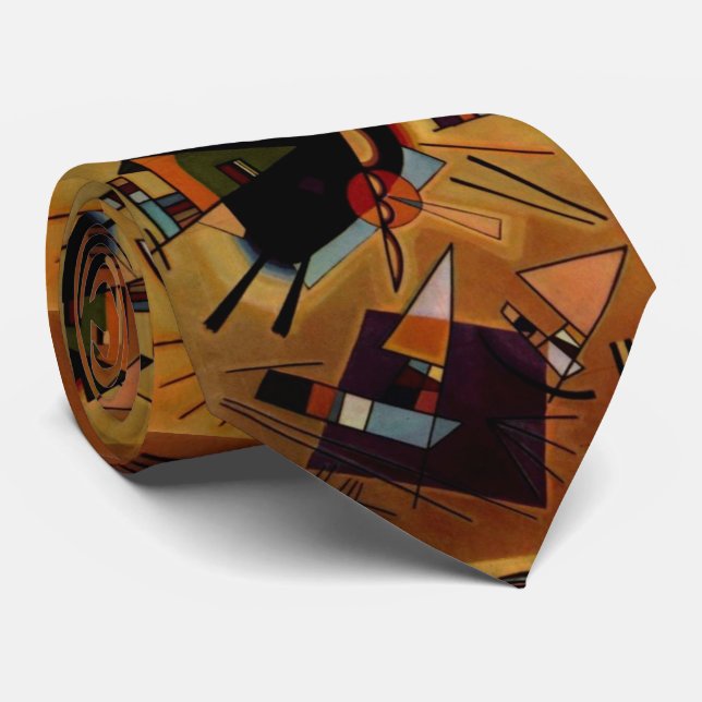 Kandinsky Abstract Black Violet Neck Tie (Rolled)