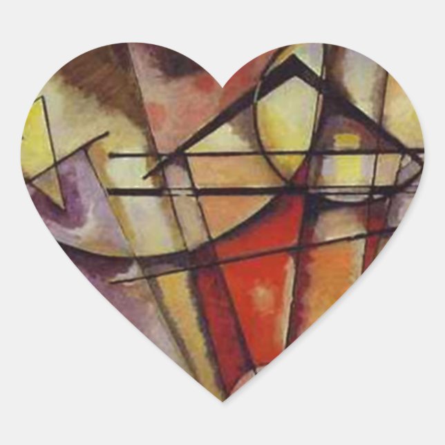Kandinsky Abstract Circles Heart Sticker (Front)
