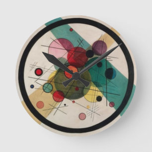 Kandinsky Abstract Circles in a Circle Round Clock