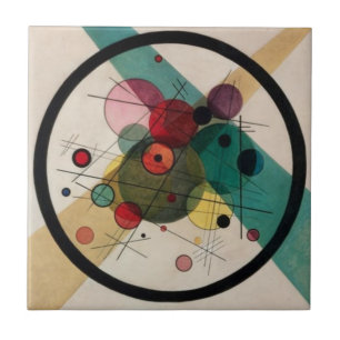 Kandinsky Abstract Circles in a Circle Tile