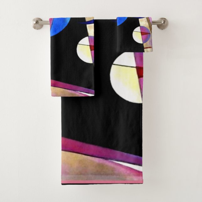 Kandinsky - Abstract Cubism with Pinks and Blues Bath Towel Set (Insitu)