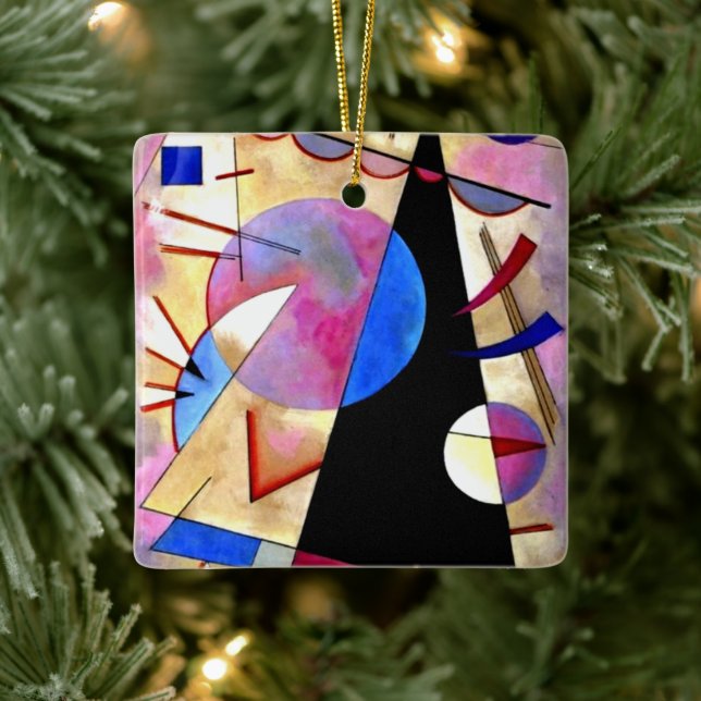 Kandinsky - Abstract Cubism with Pinks and Blues Ceramic Ornament (Tree)