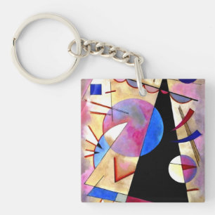 Kandinsky - Abstract Cubism with Pinks and Blues Keychain