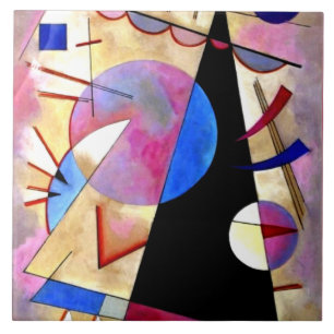 Kandinsky - Abstract Cubism with Pinks and Blues Tile