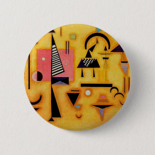 Kandinsky Abstract Decisive Pink Geometric Shapes 2 Inch Round Button