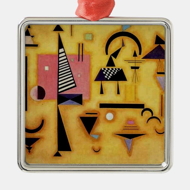Kandinsky Abstract Decisive Pink Geometric Shapes Metal Ornament (Front)