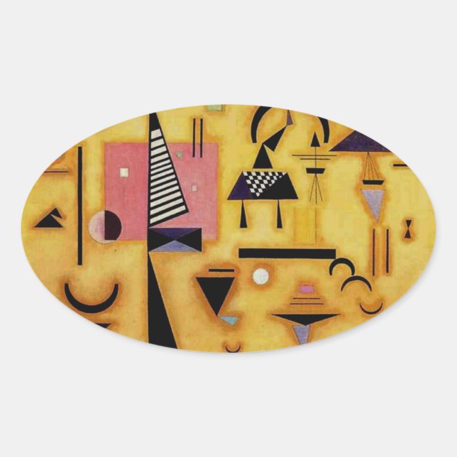 Kandinsky Abstract Decisive Pink Geometric Shapes Oval Sticker (Front)