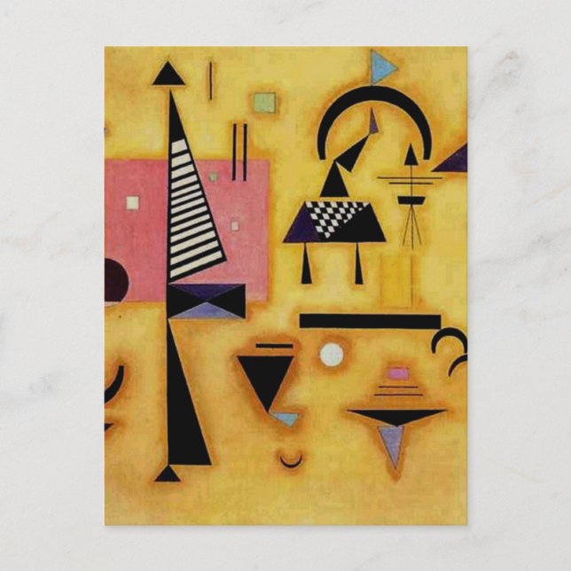 Kandinsky Abstract Decisive Pink Geometric Shapes Postcard (Front)