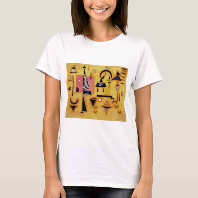 Kandinsky Abstract Decisive Pink Geometric Shapes T-Shirt (Front)