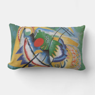 Kandinsky Abstract 'Oval Red' Green Yellow Lumbar Pillow